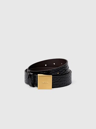 Missoni Faux Croccodile Leather Patterned Belt In Brown