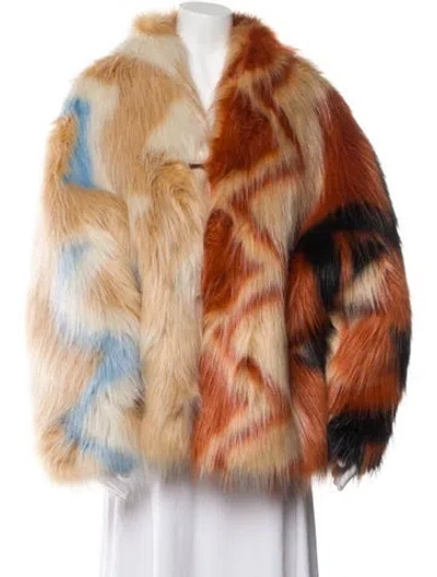 Pre-owned Missoni Faux Fur Printed Faux Fur Jacket In Orange