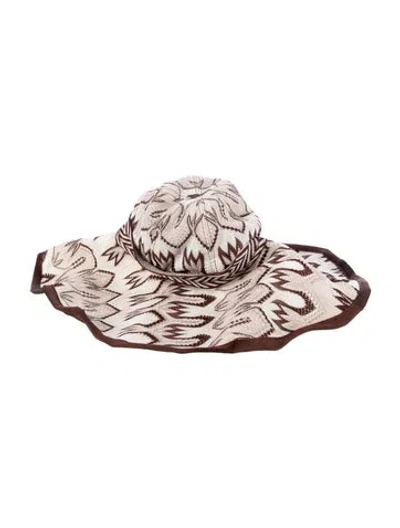 Pre-owned Missoni Fedora Sun Hat With Pattern In Brown