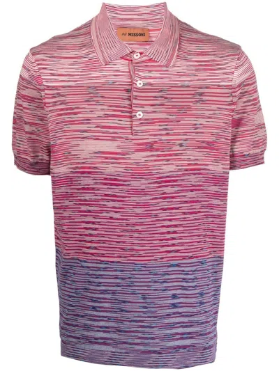 Missoni Fine-knit Short-sleeve Polo Shirt In Pink