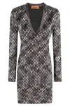 Missoni Fitted Dark Brown Mini Dress In Brown