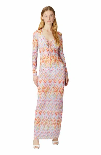 MISSONI MISSONI FITTED LONG COVER-UP IN PRINTED TULLE
