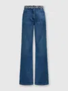 Missoni Knit Waistband Wide Leg Jeans In Denim Blue