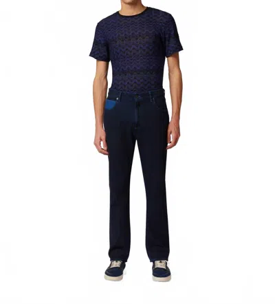 Missoni Five-pocket Denim Trousers With Embroidered Logo In Blue