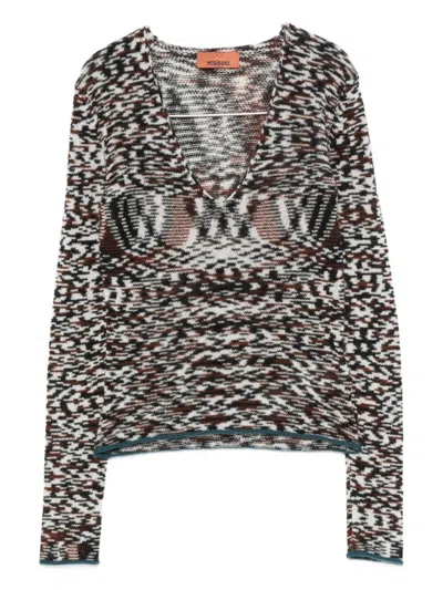 Missoni Flame-pattern Jumper In Gray
