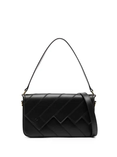 Missoni Flap Wave Black Leather Shoulder Bag