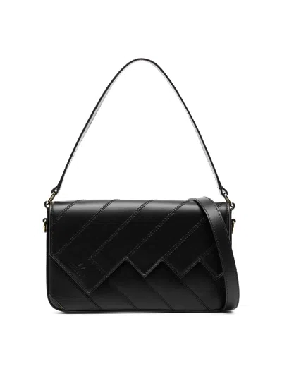 Missoni Flap Wave Leather Shoulder Bag In Black