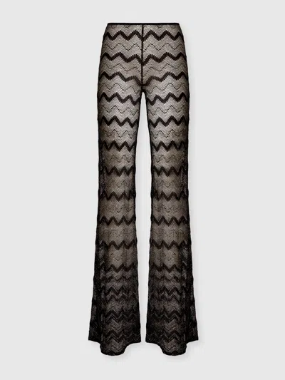 Missoni Ausgestellte Cover-up-hose Aus Zick-zack-lamé-viskose In Black,lamé