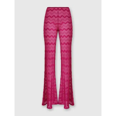 Missoni Flare Cover-up Trousers In Zig Zag Lamé Viscose In Purple