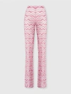Missoni Herringbone Pattern Track Pants In White &  Pink