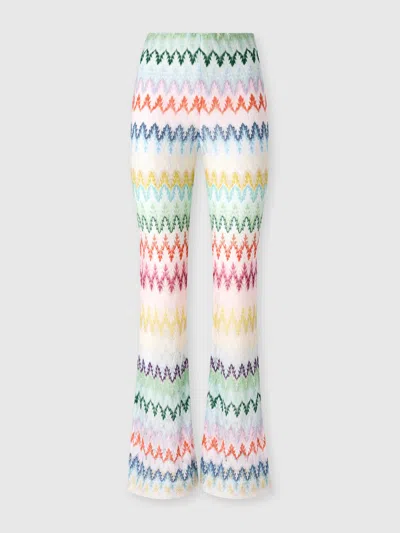 Missoni Flared-hose Aus Viskose-lamé-mischung Mit Zickzack-motiv In Multi