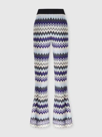 Missoni Flare Trousers In Zig Zag Lamé Viscose In Multicoloured