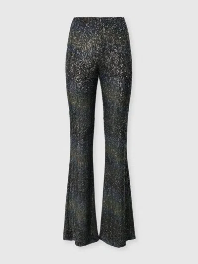 Missoni Flare Trousers With Woven Greek Key Motif In Black