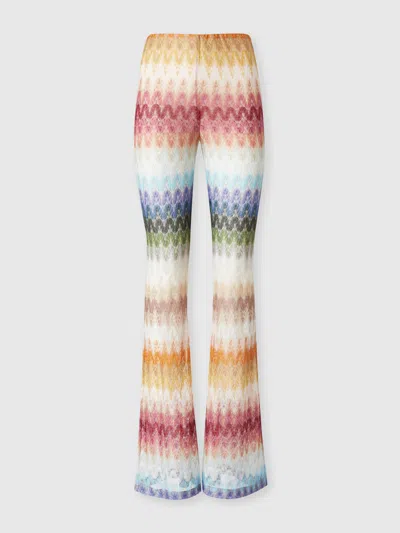 MISSONI Flare viscose trousers with dégradé lace motif