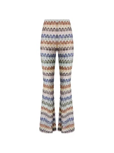 Missoni Flare Viscose Trousers With Dégradé Lace Motif In Pattern