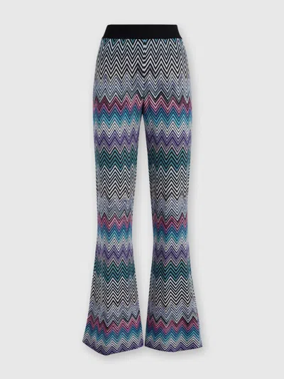 Missoni Flare Zig Zag Wool Trousers In Multicoloured
