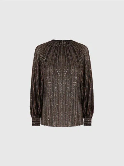 Missoni Flared Crew Neck Sweater With Lamé Stripes In Multi