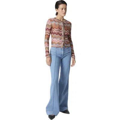 Missoni Flared Denim Trousers With Turn-up Hem And Center Crease In Blue