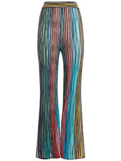 Missoni Metallic Striped Ribbed-knit Flared Pants In Multicolour