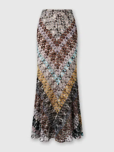 Missoni Flared Long Skirt In Lace In Multi