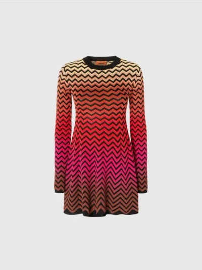 Missoni Zigzag-intarsia Cotton-blend Mini Dress In Multicoloured