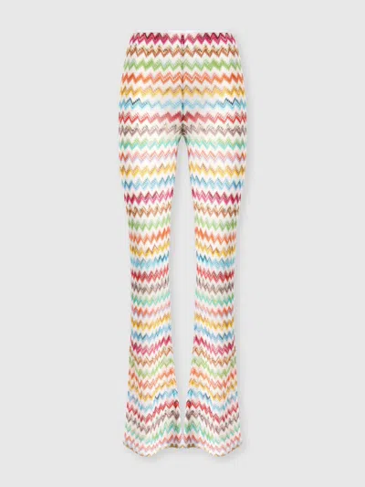 Missoni Flared Pants In Lamé Viscose With Micro Zigzag Pattern In Multi