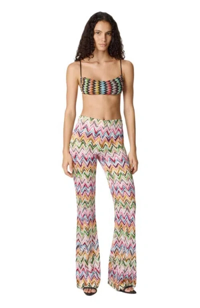 Missoni Flared Pants In Stretch Viscose With Lace Pattern And Zigzag Motif In Multi