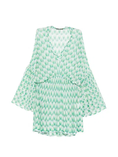 Missoni Flared-sleeve Mini Dress In Green