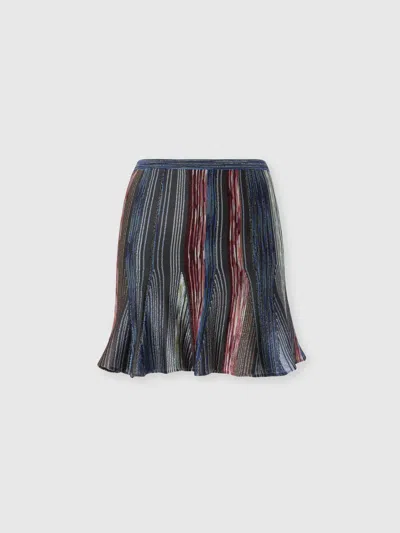 Missoni Striped Metallic Crochet-knit Mini Skirt In Blue