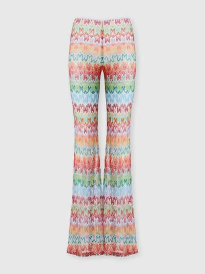Missoni Flared Trousers In Floral-pattern Viscose In Pink