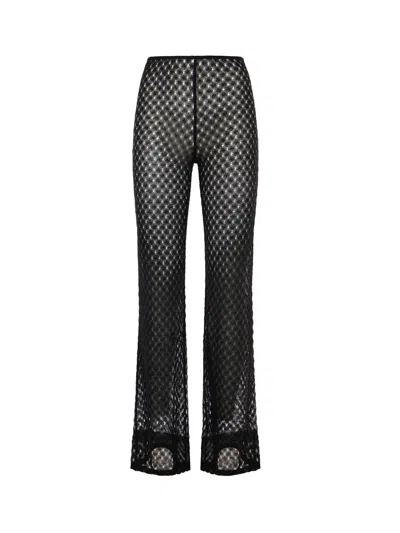 Missoni Flared Trousers In Lamé Viscose With A Raschel Weave In Black