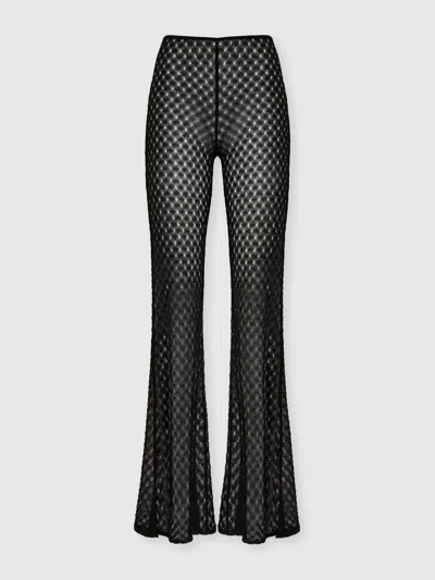 Missoni Flared Trousers In Lamé Viscose With Raschel Workmanship In Black