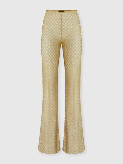 MISSONI Flared trousers in lamé viscose with raschel workmanship