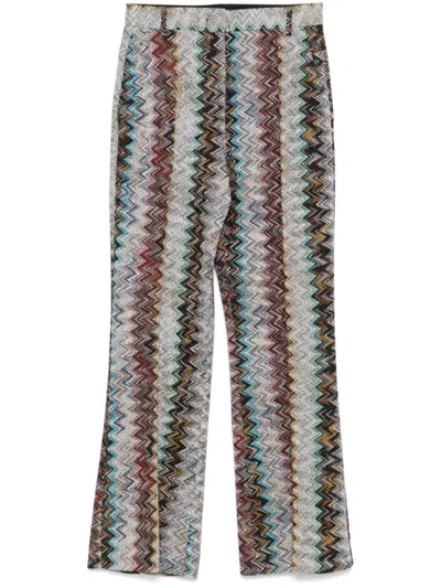 MISSONI MISSONI FLARED TROUSERS WITH ZIGZAG PATTERN AND SHEEN