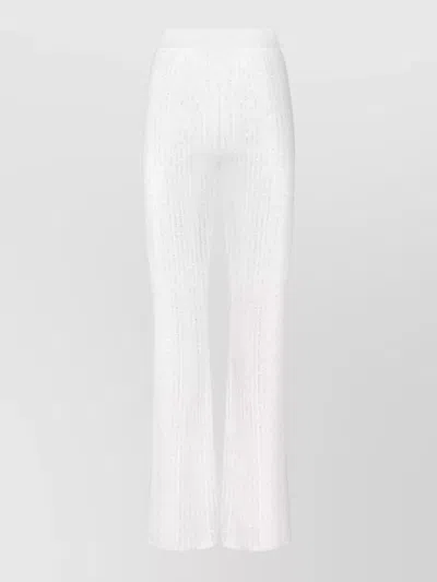 Missoni Flared Wide Leg Ribbed Glitter Sheer Trousers In White