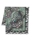 MISSONI FLORAL FRINGED STRIPED SCARF