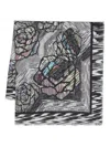 MISSONI FLORAL FRINGED STRIPED SCARF