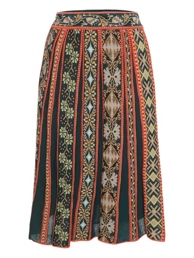Pre-owned Missoni Floral Knit Midi Skirt In Green