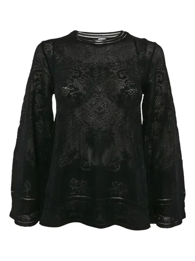 Pre-owned Missoni Floral-knitted Blouse In Black