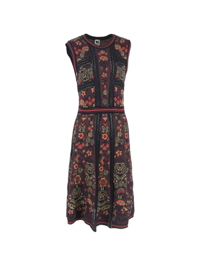Pre-owned Missoni Floral Knitted Midi Dress In Brown