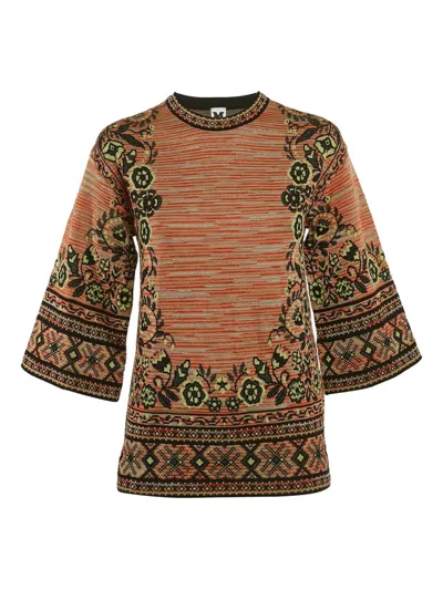 Pre-owned Missoni Floral Knitted Top In Orange