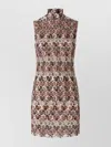 Missoni Minikleid Mit Stehkragen Aus Strukturierter Spitze In Brown