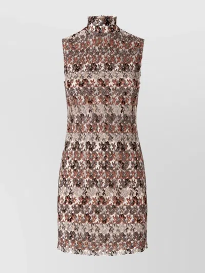 MISSONI FLORAL LACE HIGH NECK MINI DRESS