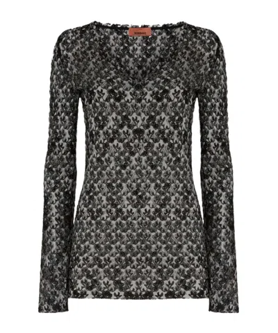 MISSONI FLORAL-LACE LONG-SLEEVE TOP