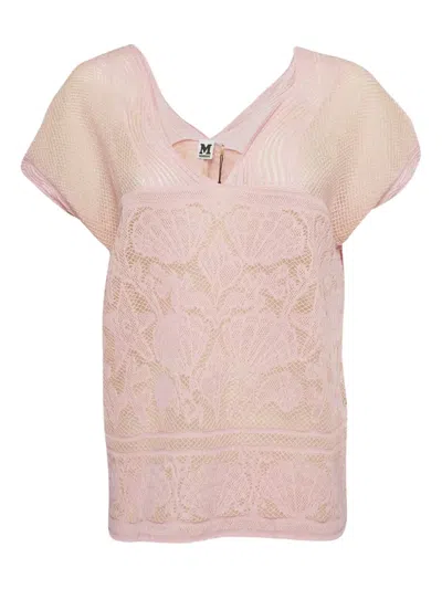 Pre-owned Missoni Floral Lurex-knit Top In Pink