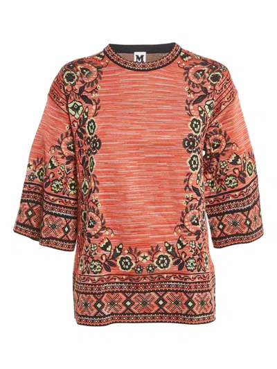 Pre-owned Missoni Floral-pattern Knit Top In Orange