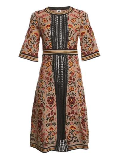 Pre-owned Missoni Floral-pattern Midi Dress In Brown
