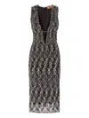Missoni Midi Dress With V-neck And Embroidered Lace In Gray
