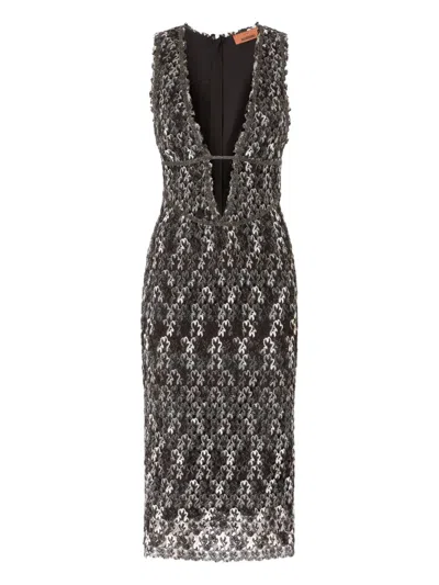 MISSONI FLORAL-PATTERN MIDI DRESS