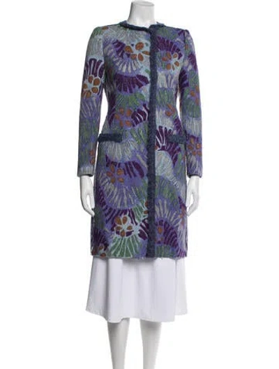 Pre-owned Missoni Floral Print Coat In Purple